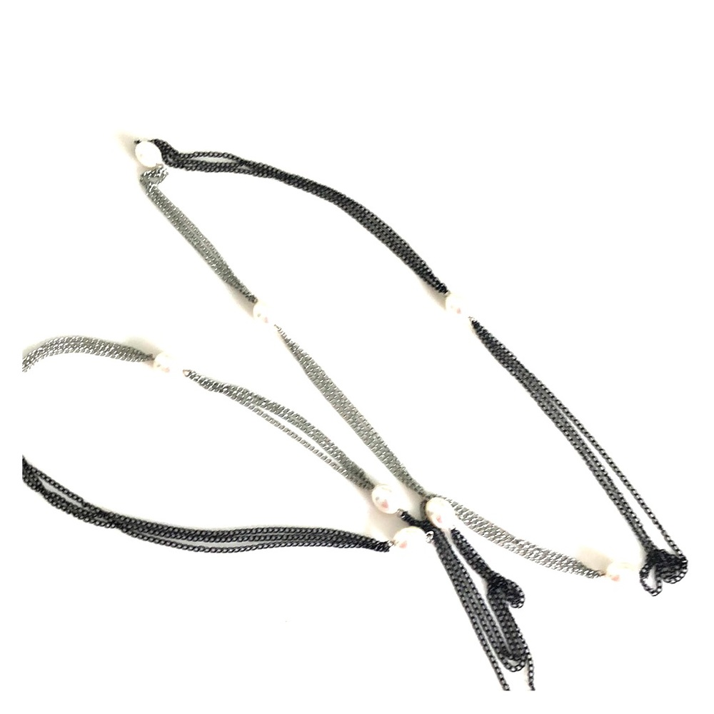Black and silver chain necklace